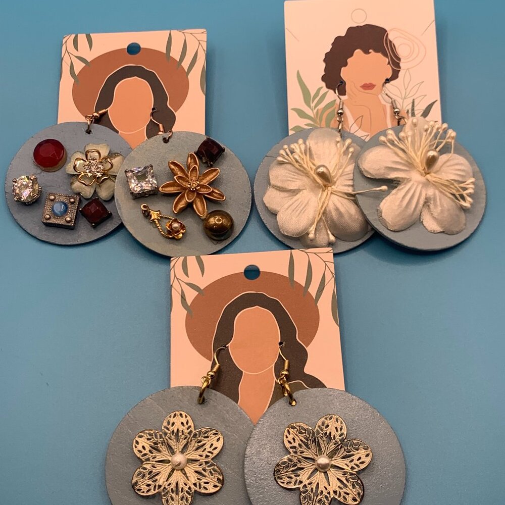 Lot of 3 Handcrafted Statement Earrings